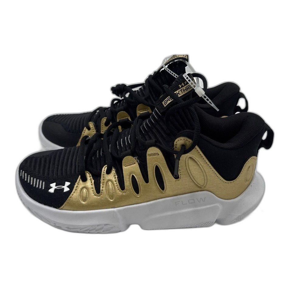 Under Armour Flow Breakthru 4 Black Gold Women's Basketball Shoes Size 8 DS